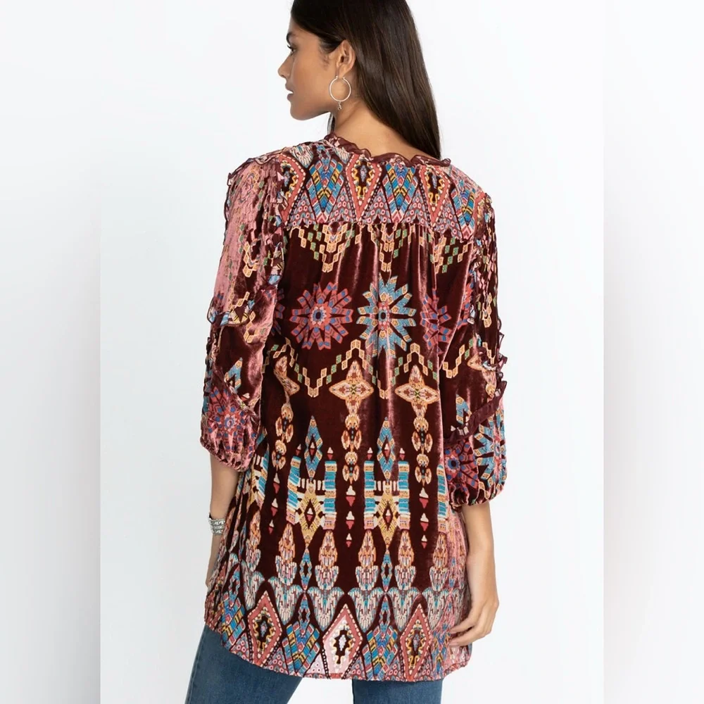 Johnny Was, Multicolor Velvet Blouse, Small, New w/ Tags